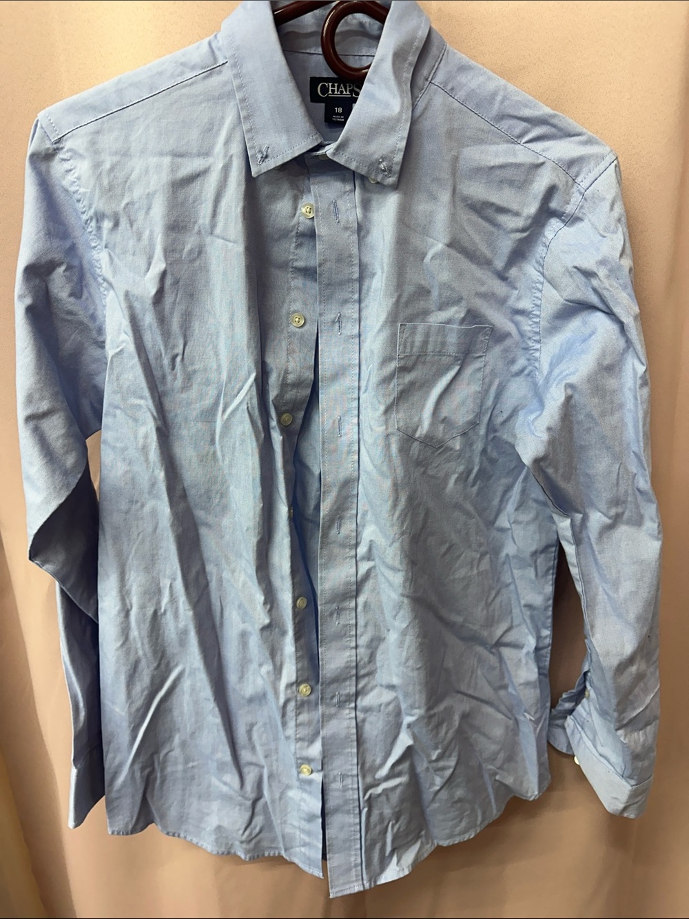 Chaps Men's Pale Blue Long-Sleeve Button-Up Shirt